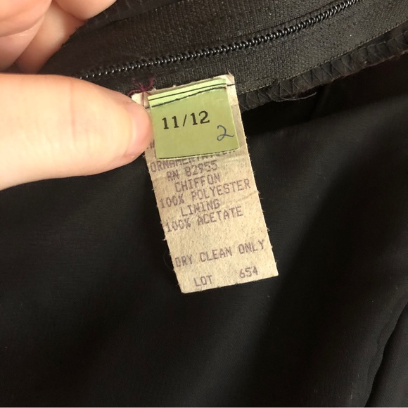 Vintage ‘90s Black Bardot Neckline Tea-Length Gown - Picture 6 of 9